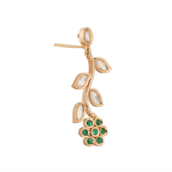Hiba Delicate Polki Elegance Green & White CZ Necklace Set