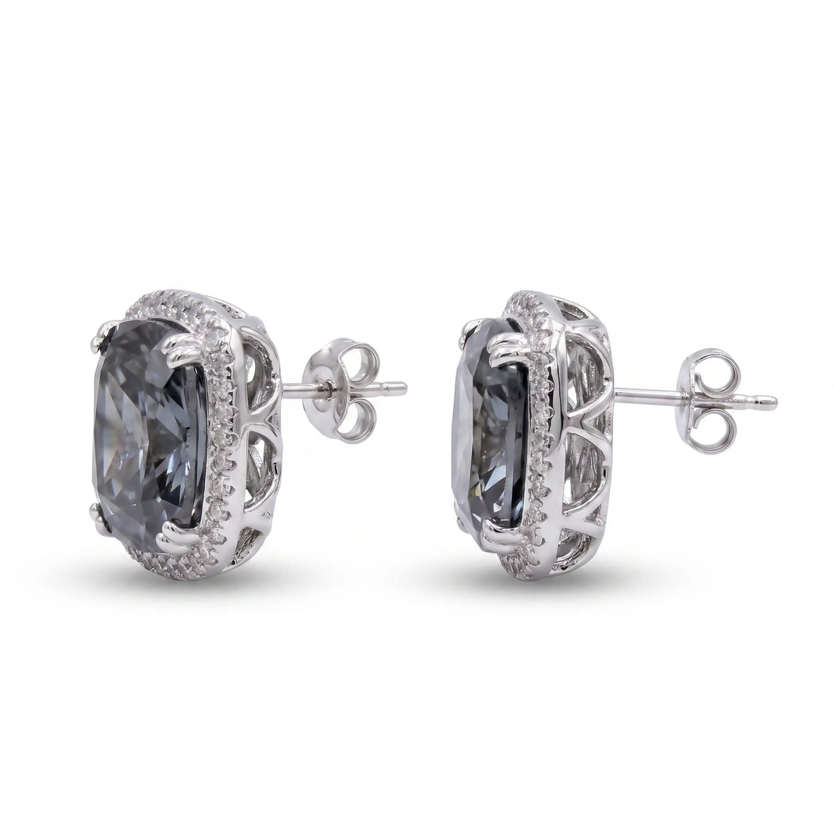 Cushion Halo Crystal Stud Earrings