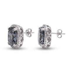 Cushion Halo Crystal Stud Earrings