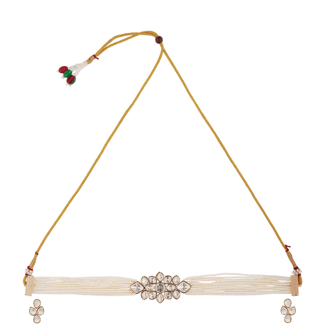Mahira Moissanite Choker Necklace with Adjustable Dori