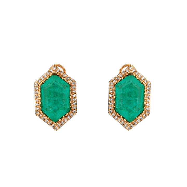 Malak Moissanie Emerald Doublet Stone Polki Necklace Set