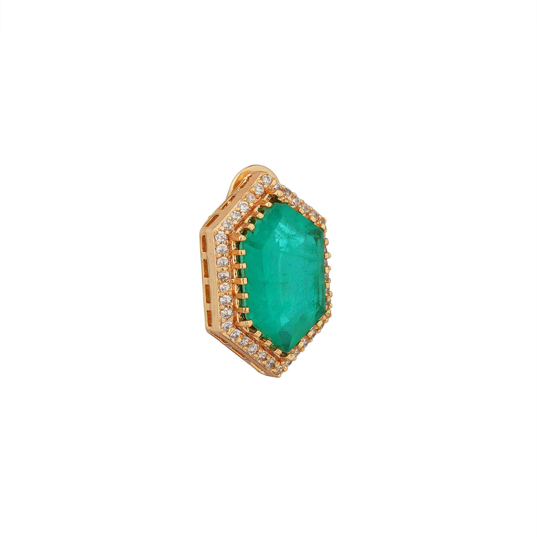 Malak Moissanie Emerald Doublet Stone Polki Necklace Set