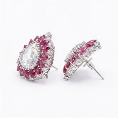 Iridescent Trillion Halo Stud Earrings
