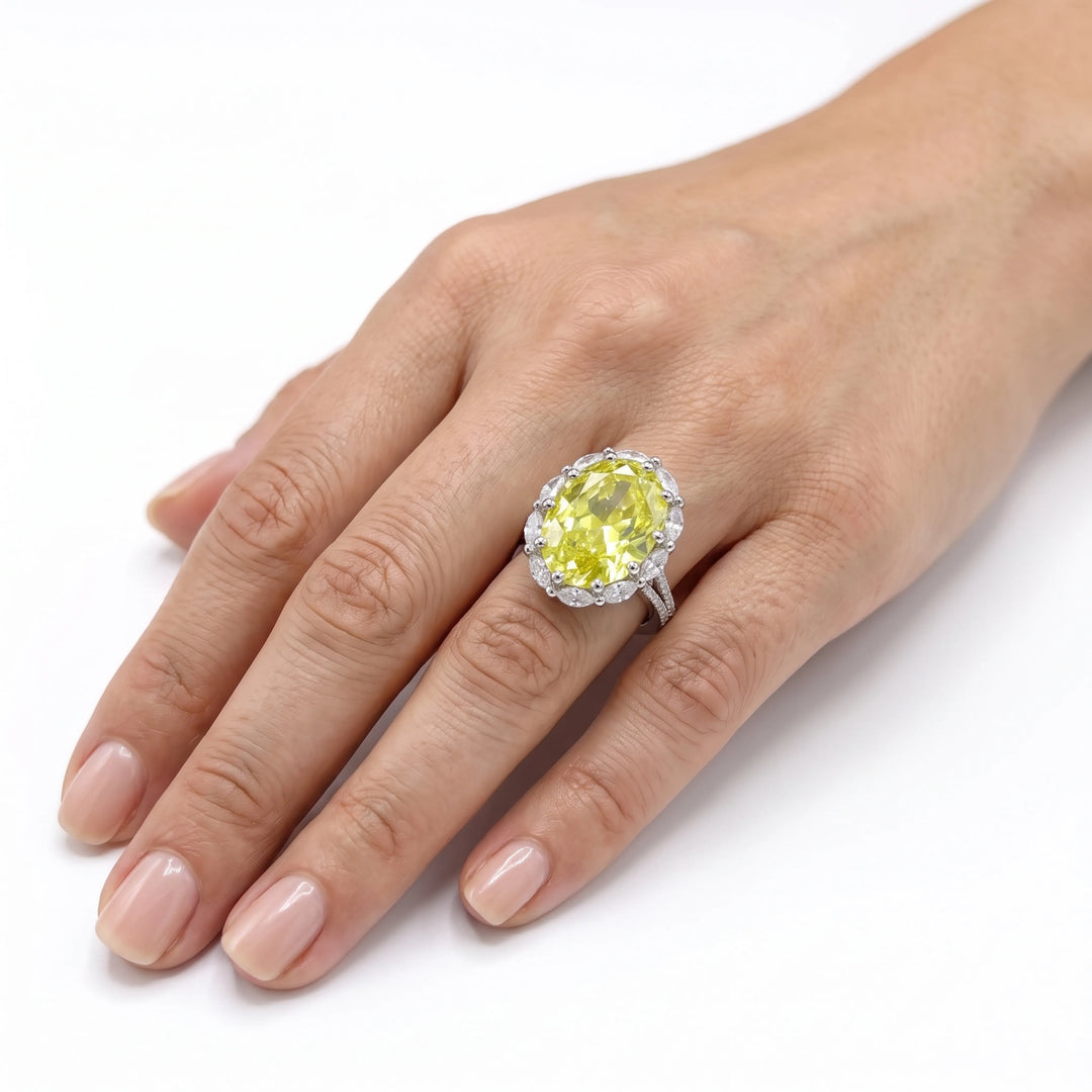 Oval statement cocktail ring for women, adjustable - RANGREZ (view 13)