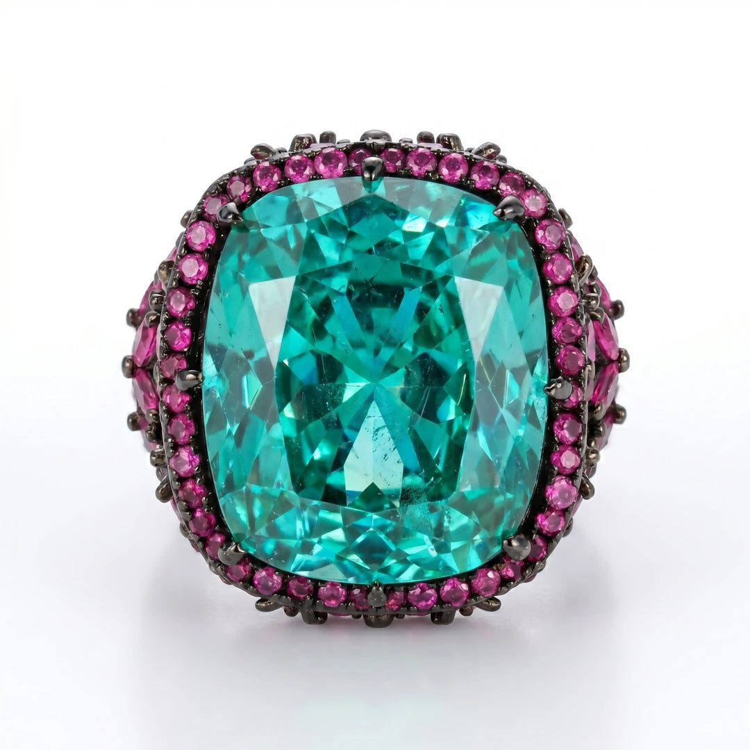 Floral statement cocktail ring for women, adjustable - RANGREZ (view 4)