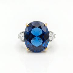 Trinity Crystal Oval Three-Stone Cocktail Ring, Gold & Rhodium finish