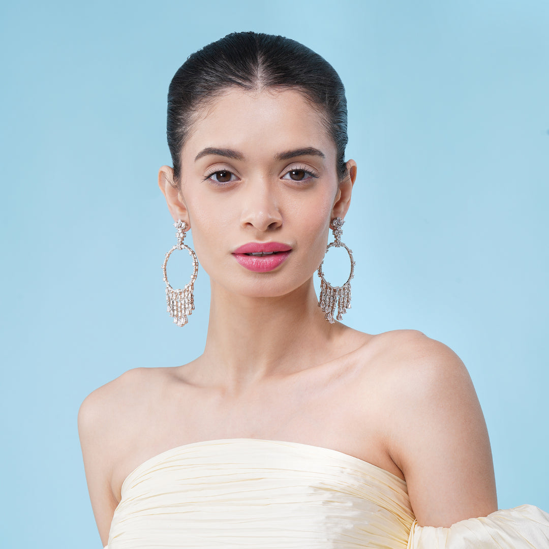 Raniya – Crystal Hoop Drop Earrings