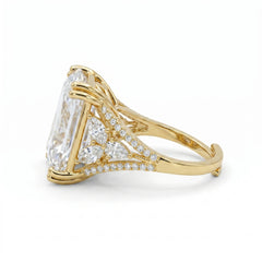 Hexa White Crystal Emerald Cut Statement Cocktail Ring