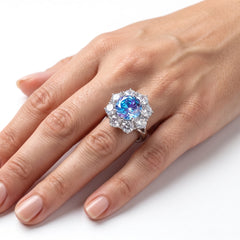 Aurora crystal cocktail ring for women, adjustable - RANGREZ (view 5)
