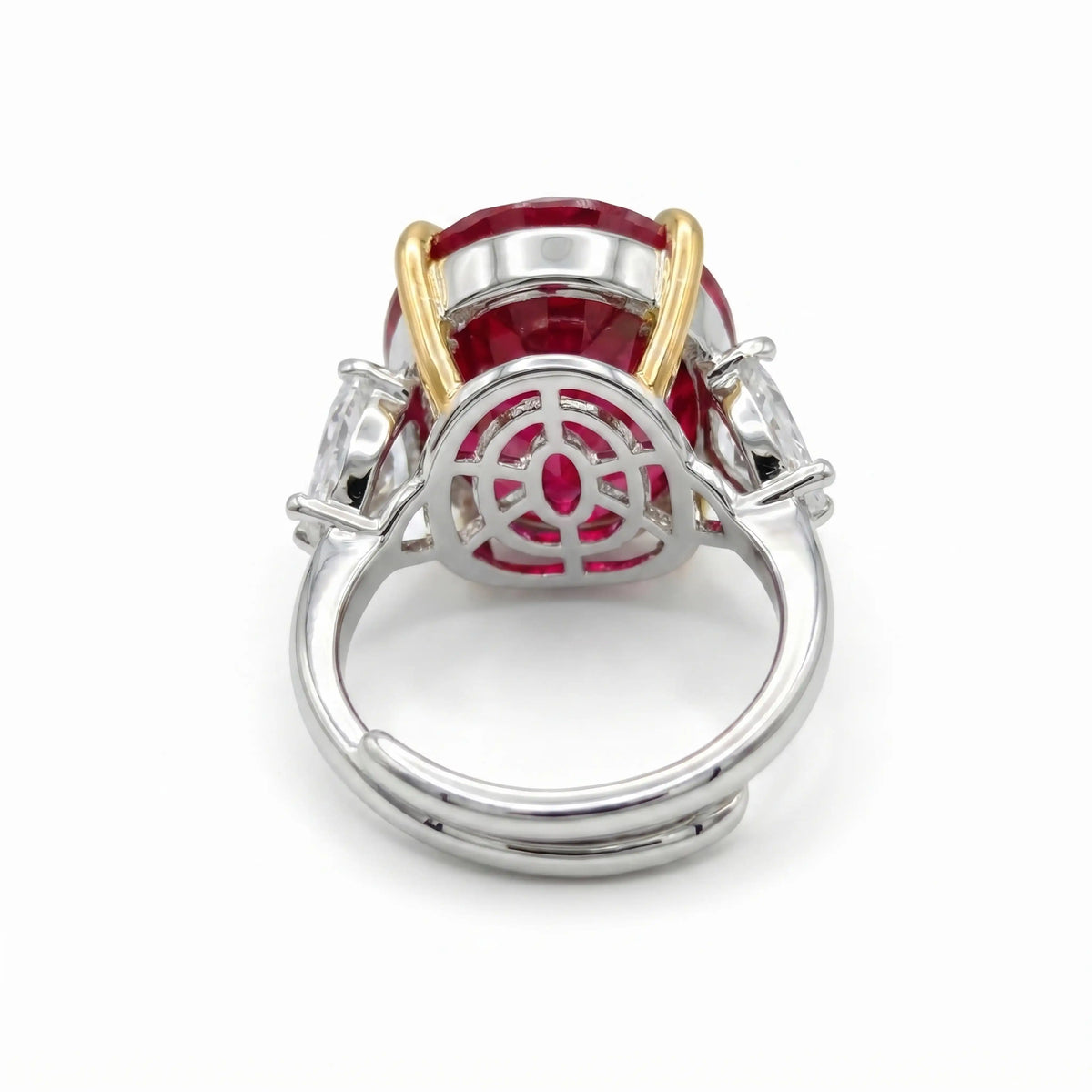 Trinity Crystal Oval Three-Stone Cocktail Ring, Gold & Rhodium finish