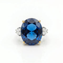 Trinity Crystal Oval Three-Stone Cocktail Ring, Gold & Rhodium finish