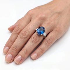 Three stone cocktail ring for women, adjustable - RANGREZ (view 8)
