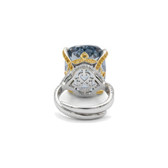 Grey two tone cocktail ring for women, adjustable - RANGREZ (view 3)