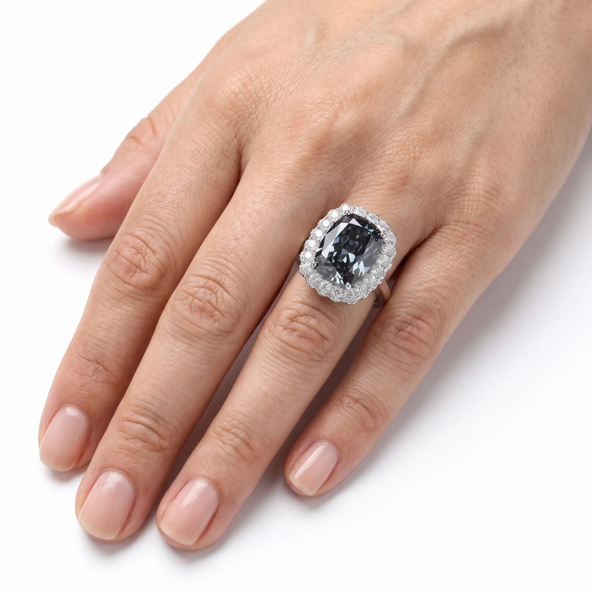 Double halo statement ring for women, adjustable - RANGREZ (view 5)