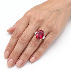 Three stone cocktail ring for women, adjustable - RANGREZ (view 10)