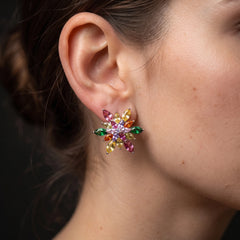 Marquise multicolour stud earrings for women - RANGREZ (view 7)