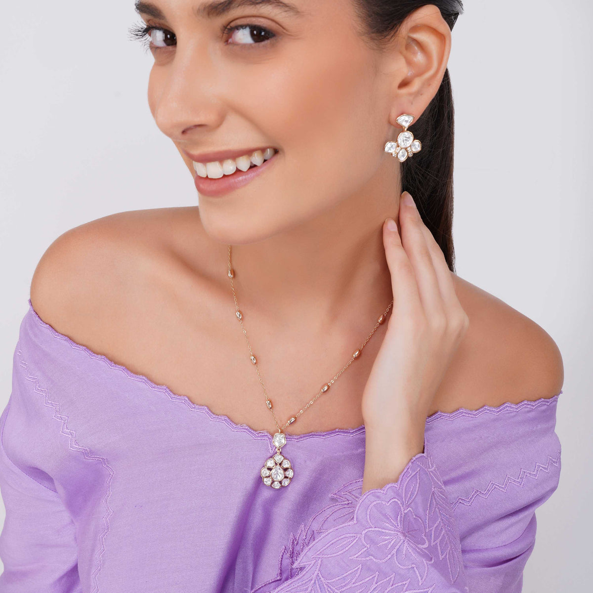 Veronica Moissanite Pendant Necklace Set