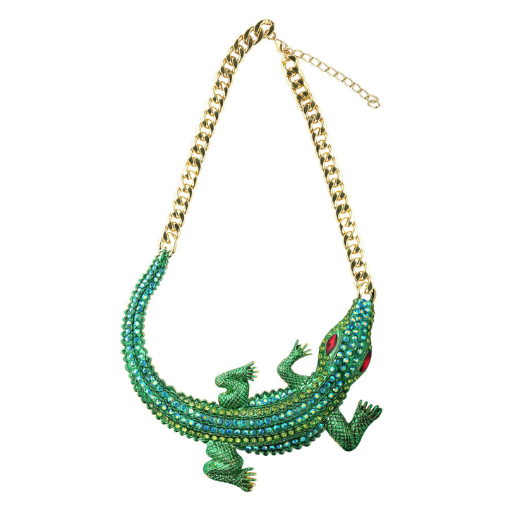 Crocodile Motif Necklace 22k Gold Palated Chain