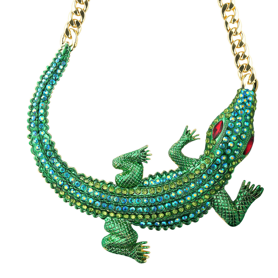 Crocodile Motif Necklace 22k Gold Palated Chain