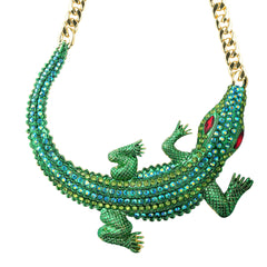 Crocodile Motif Necklace 22k Gold Palated Chain