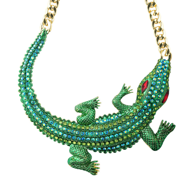 Crocodile Motif Necklace 22k Gold Palated Chain