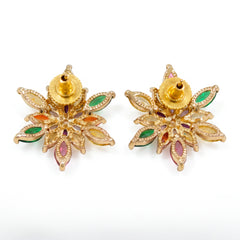 Petalia Multicolour Crystal Floral Cluster Stud Earrings, Marquise cut, Rhodium finish