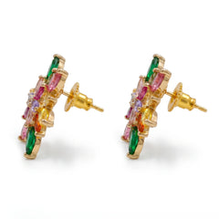Petalia Multicolour Crystal Floral Cluster Stud Earrings, Marquise cut, Rhodium finish