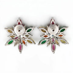 Petalia Multicolour Crystal Floral Cluster Stud Earrings, Marquise cut, Rhodium finish
