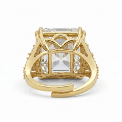 Hexa White Crystal Emerald Cut Statement Cocktail Ring