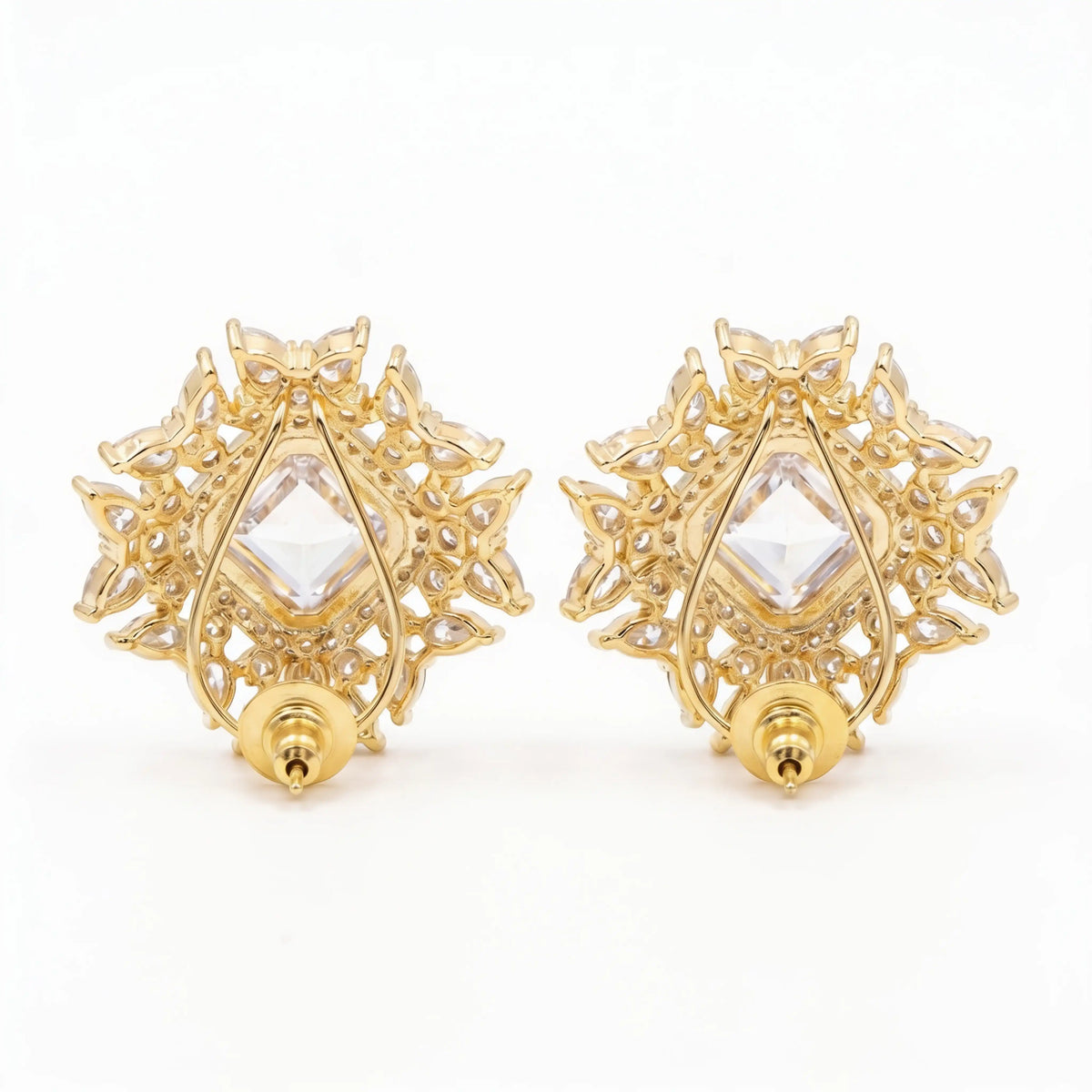 Gold-Tone Kite Sunburst Stud Earrings