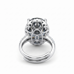 Diana Grey Crystal Cushion Halo Cocktail Ring, Rhodium finish