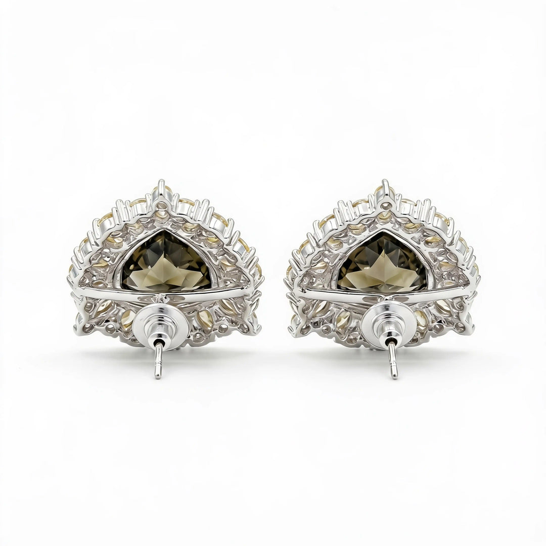 Iridescent Trillion Halo Stud Earrings