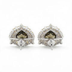 Iridescent Trillion Halo Stud Earrings