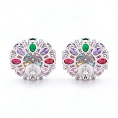 Petalia Crystal Floral Burst Stud Earrings, Mixed cut, Gold finish