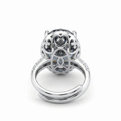 Diana Grey Crystal Cushion Halo Cocktail Ring, Rhodium finish