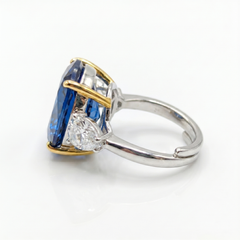 Trinity Crystal Oval Three-Stone Cocktail Ring, Gold & Rhodium finish
