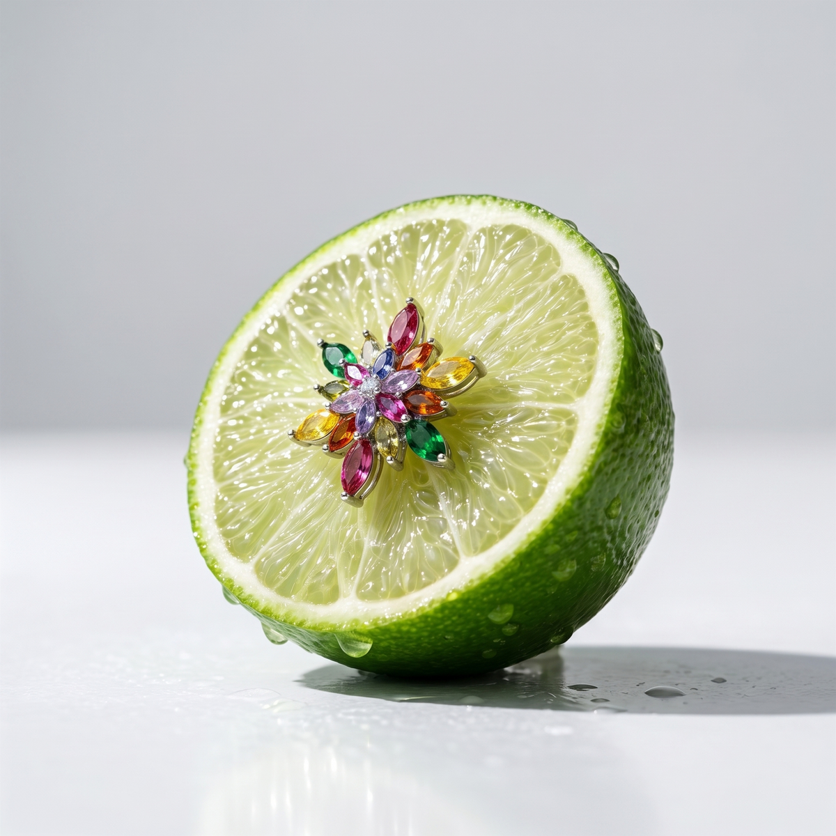 Petalia Multicolour Crystal Floral Cluster Stud Earrings, Marquise cut, Rhodium finish