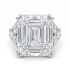 Hexa White Crystal Emerald Cut Statement Cocktail Ring