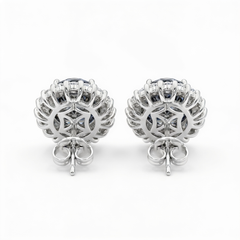 Smoky grey oval halo stud earrings for women - RANGREZ (view 3)