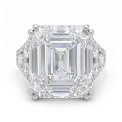Hexa White Crystal Emerald Cut Statement Cocktail Ring