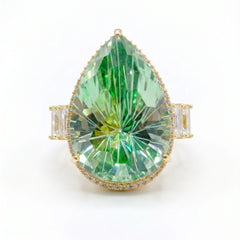 Crystal Pear Solitaire Cocktail Ring, Gold finish