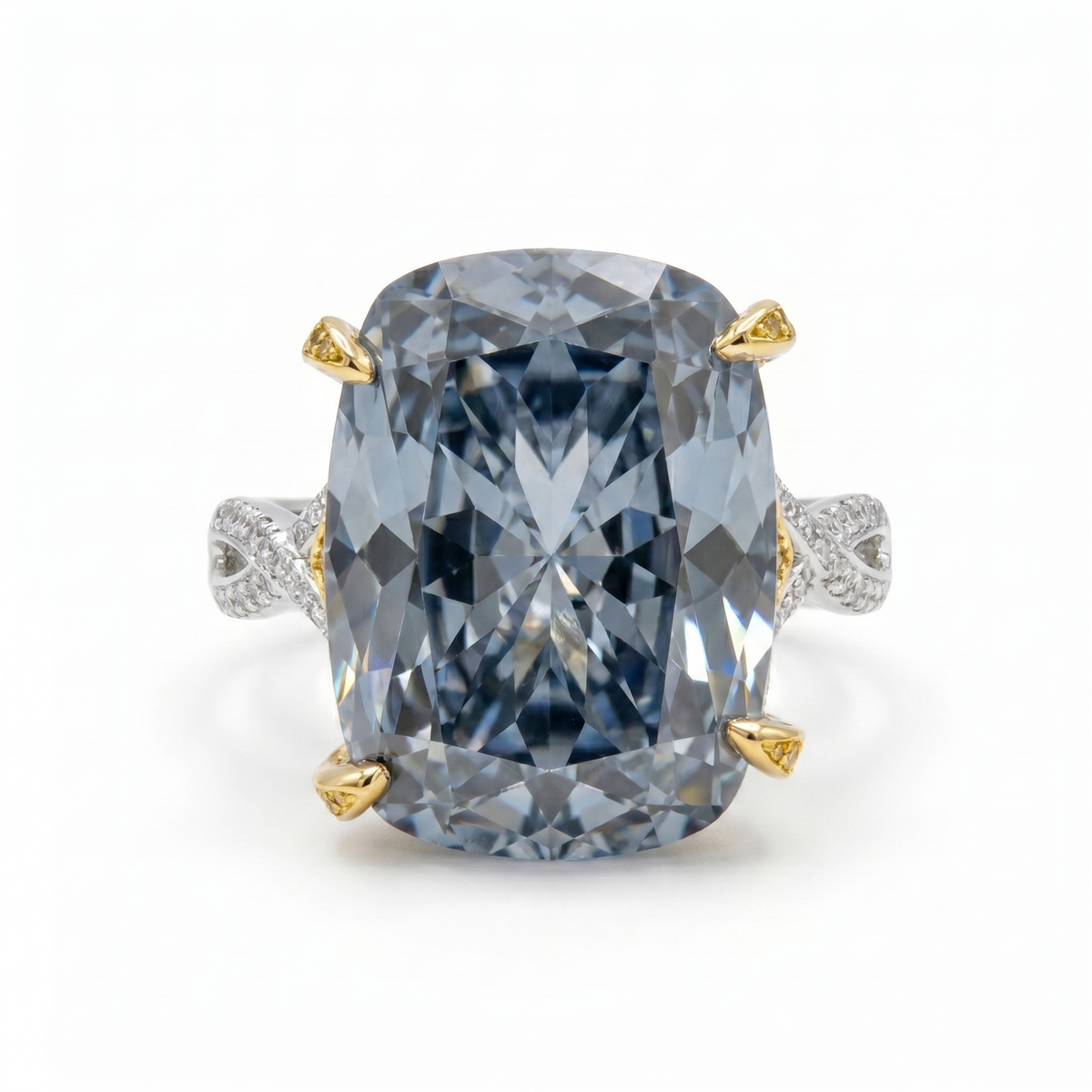 Duetta Grey Crystal Two-Tone Cocktail Ring, Cushion cut, Gold & Rhodium finish