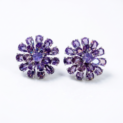Petalia Crystal Floral Burst Stud Earrings, Mixed cut, Gold finish