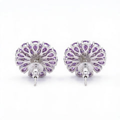 Purple Daisy Bloom Crystal Stud Earrings