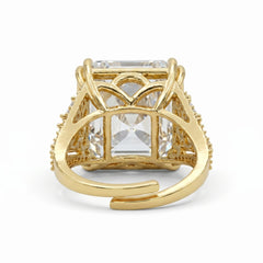 Hexa White Crystal Emerald Cut Statement Cocktail Ring