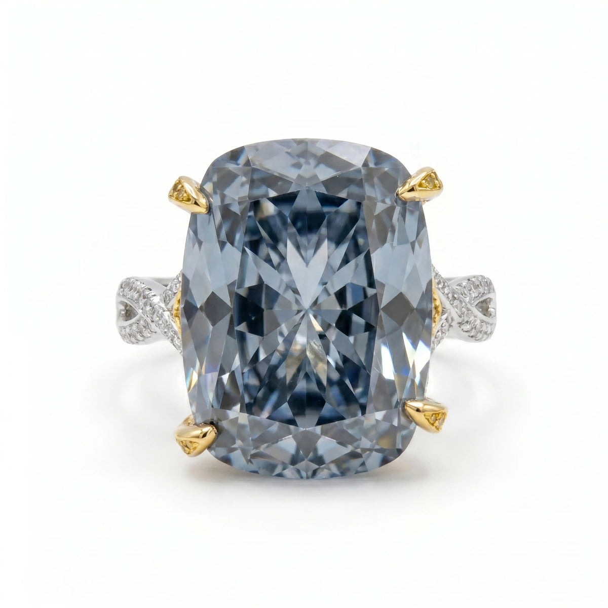 Duetta Grey Crystal Two-Tone Cocktail Ring, Cushion cut, Gold & Rhodium finish