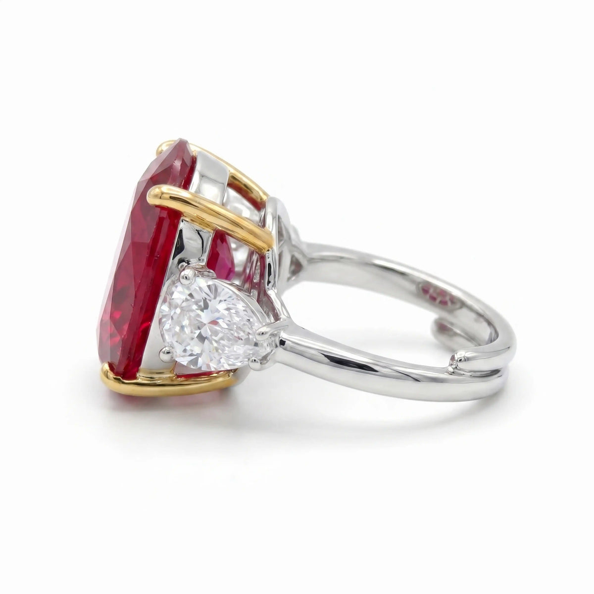 Trinity Crystal Oval Three-Stone Cocktail Ring, Gold & Rhodium finish