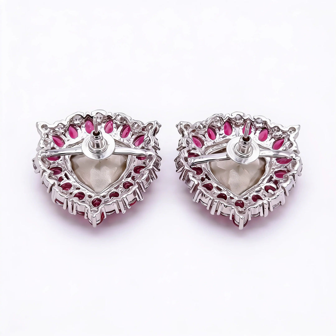 Iridescent Trillion Halo Stud Earrings
