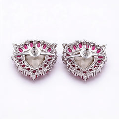Iridescent Trillion Halo Stud Earrings