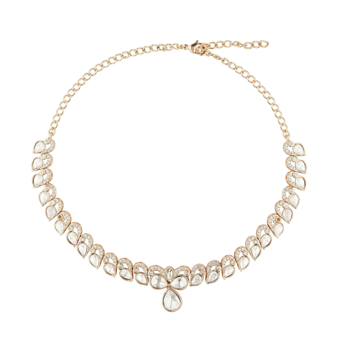 Anabia Polki Gold Plated Necklace Earrings set